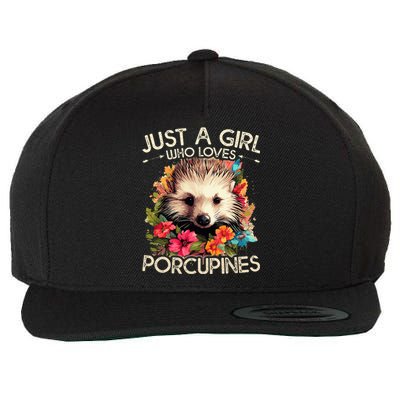 Floral Porcupine Just A Girl Who Loves Porcupines Wool Snapback Cap