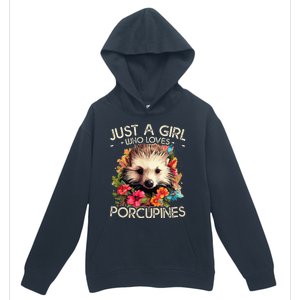 Floral Porcupine Just A Girl Who Loves Porcupines Urban Pullover Hoodie