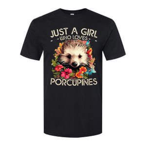 Floral Porcupine Just A Girl Who Loves Porcupines Softstyle CVC T-Shirt