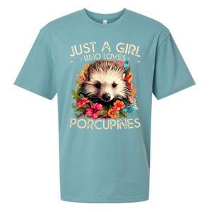 Floral Porcupine Just A Girl Who Loves Porcupines Sueded Cloud Jersey T-Shirt