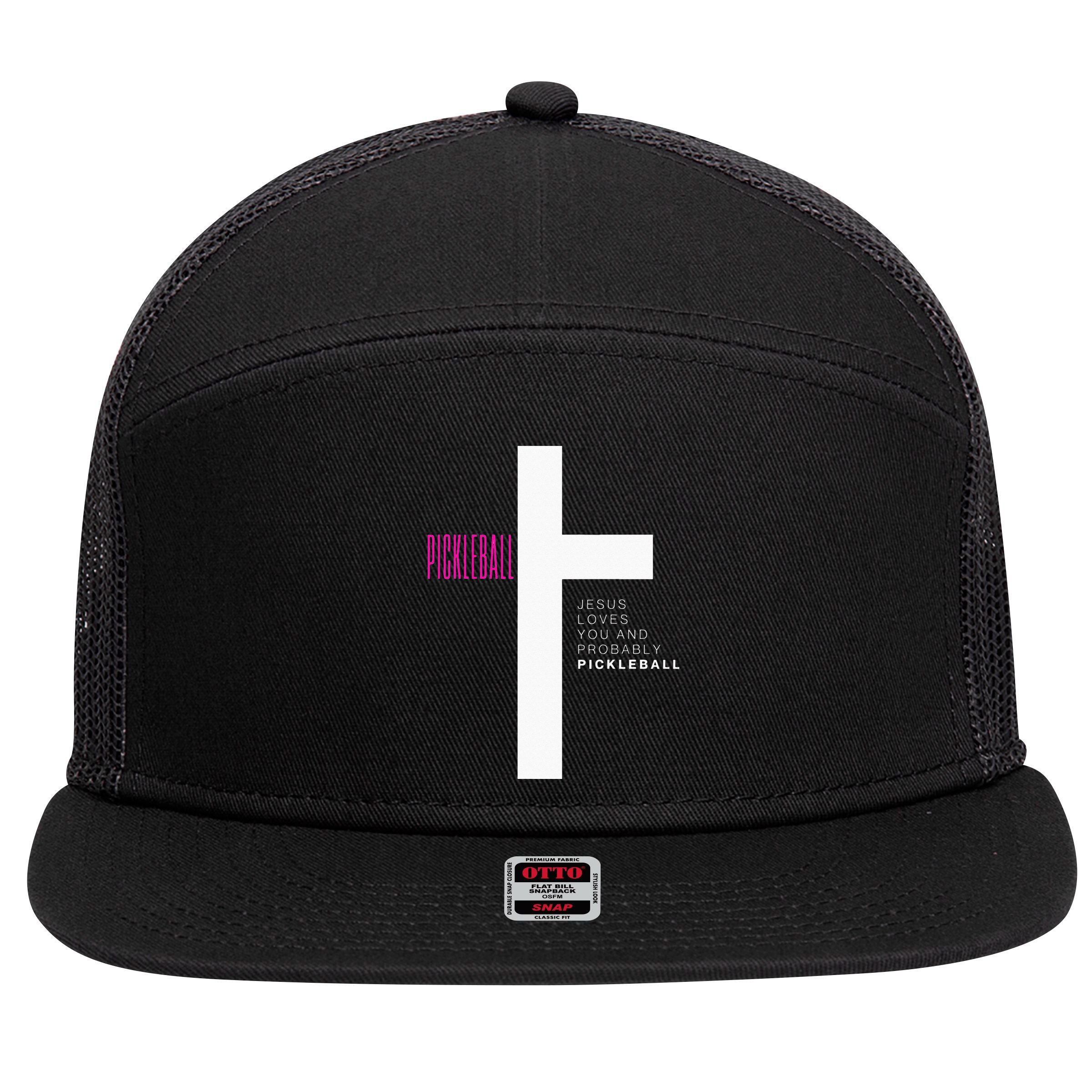 Funny Pickleball Jesus Cross Dink Shot Legend Paddle Pickler 7 Panel Mesh Trucker Snapback Hat