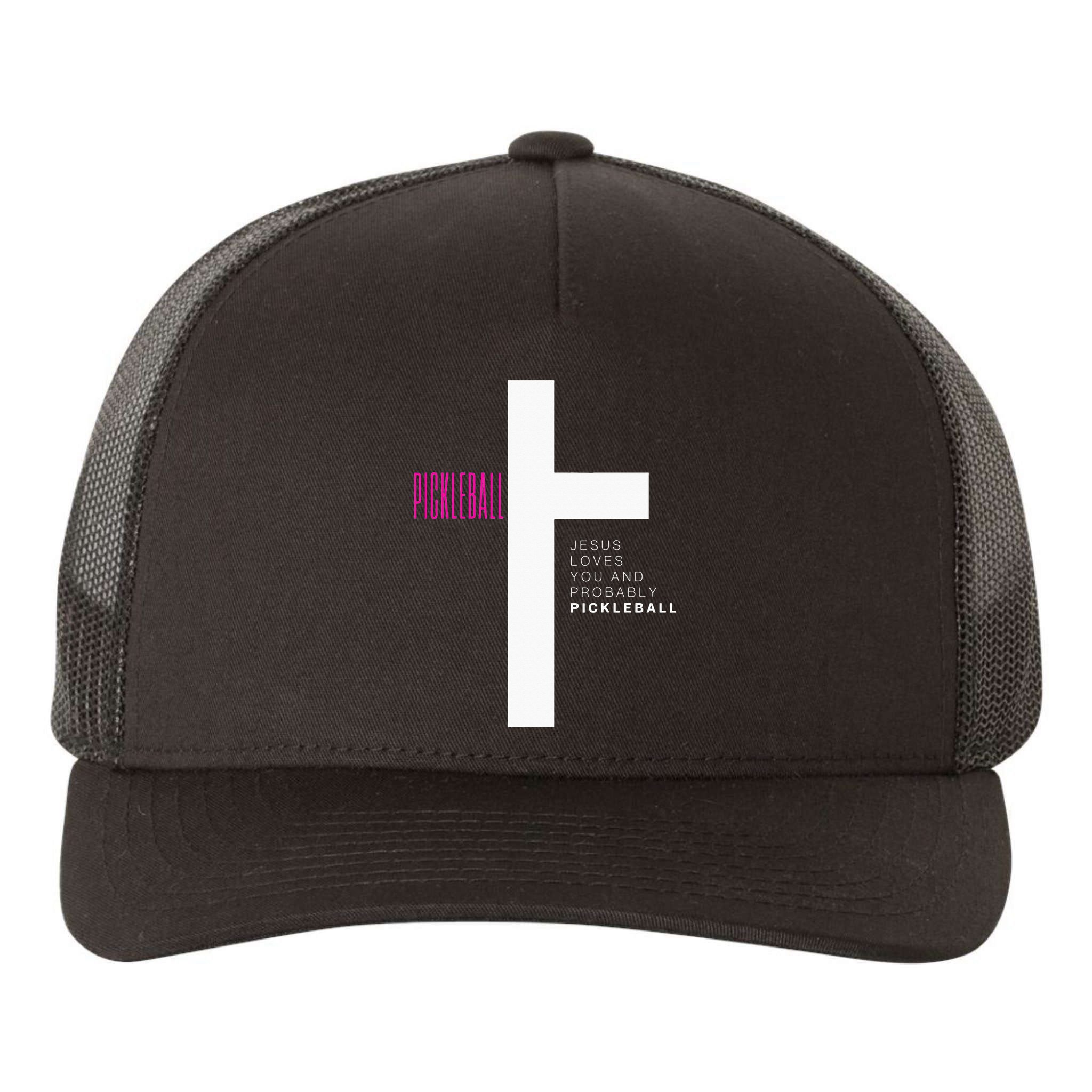 Funny Pickleball Jesus Cross Dink Shot Legend Paddle Pickler Yupoong Adult 5-Panel Trucker Hat