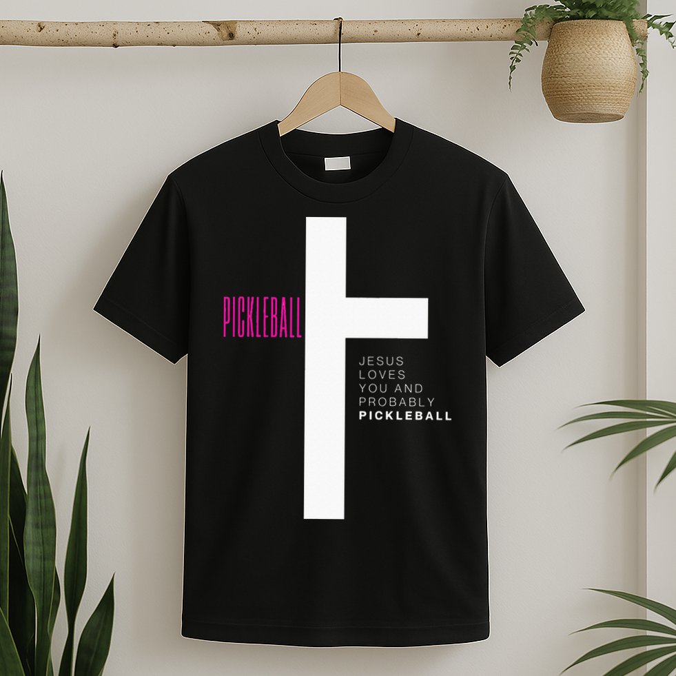 Funny Pickleball Jesus Cross Dink Shot Legend Paddle Pickler T-Shirt