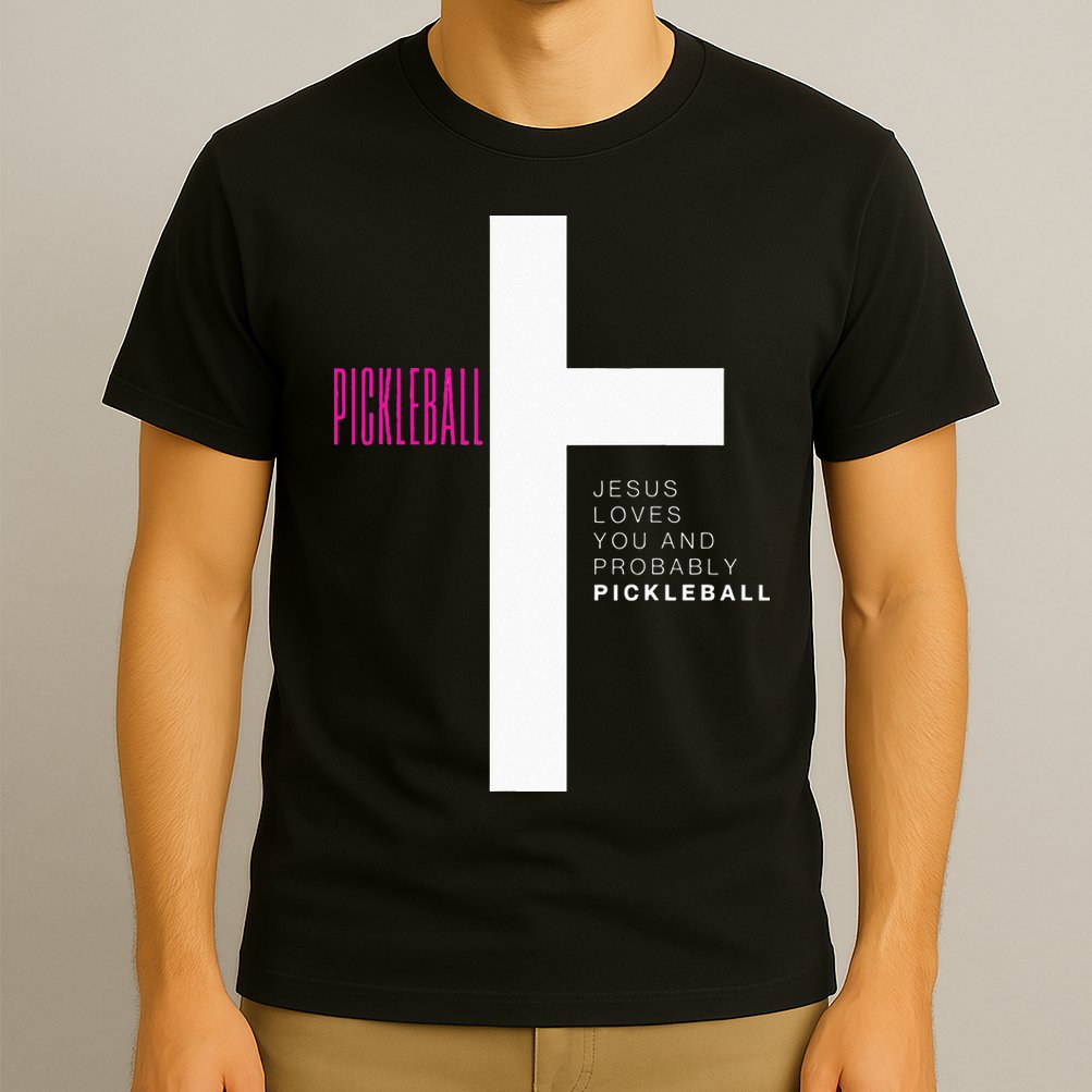 Funny Pickleball Jesus Cross Dink Shot Legend Paddle Pickler T-Shirt