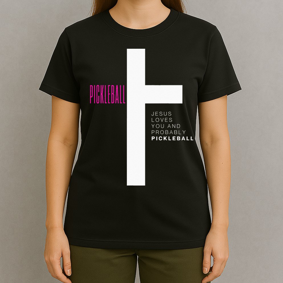 Funny Pickleball Jesus Cross Dink Shot Legend Paddle Pickler T-Shirt