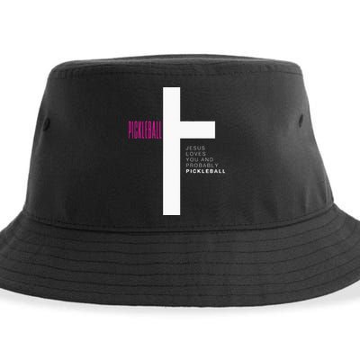 Funny Pickleball Jesus Cross Dink Shot Legend Paddle Pickler Sustainable Bucket Hat