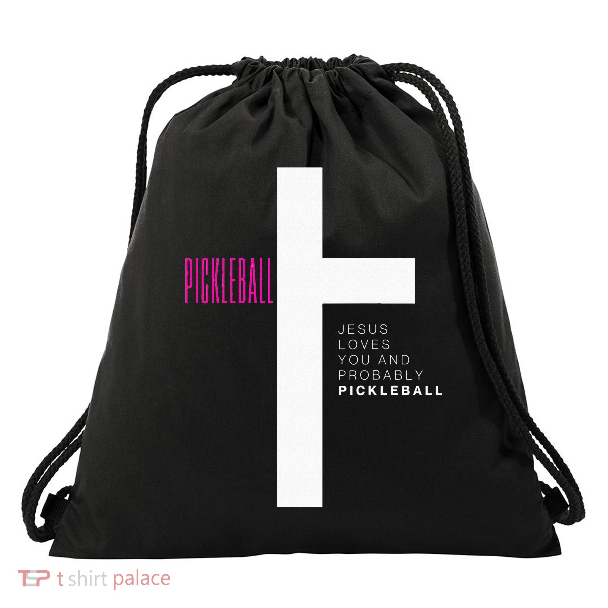 Funny Pickleball Jesus Cross Dink Shot Legend Paddle Pickler Drawstring Bag