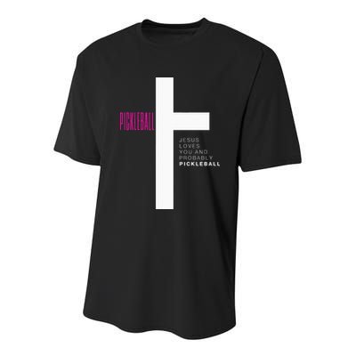 Funny Pickleball Jesus Cross Dink Shot Legend Paddle Pickler Youth Performance Sprint T-Shirt
