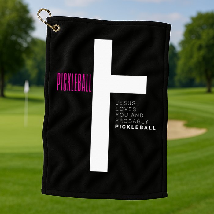 Funny Pickleball Jesus Cross Dink Shot Legend Paddle Pickler Golf Towel