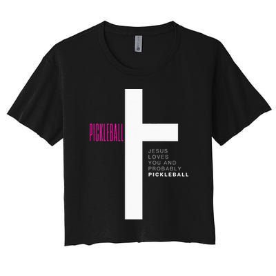 Funny Pickleball Jesus Cross Dink Shot Legend Paddle Pickler Crop Top