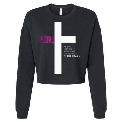 Funny Pickleball Jesus Cross Dink Shot Legend Paddle Pickler Cropped Pullover Crew