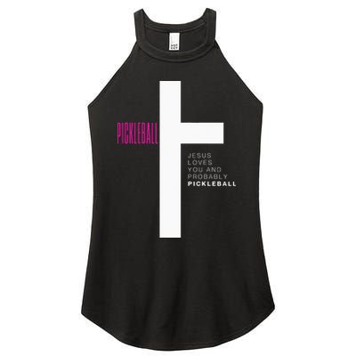 Funny Pickleball Jesus Cross Dink Shot Legend Paddle Pickler Women's Perfect Tri Rocker Tank