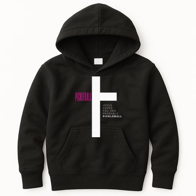 Funny Pickleball Jesus Cross Dink Shot Legend Paddle Pickler Kids Hoodie