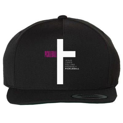 Funny Pickleball Jesus Cross Dink Shot Legend Paddle Pickler Wool Snapback Cap