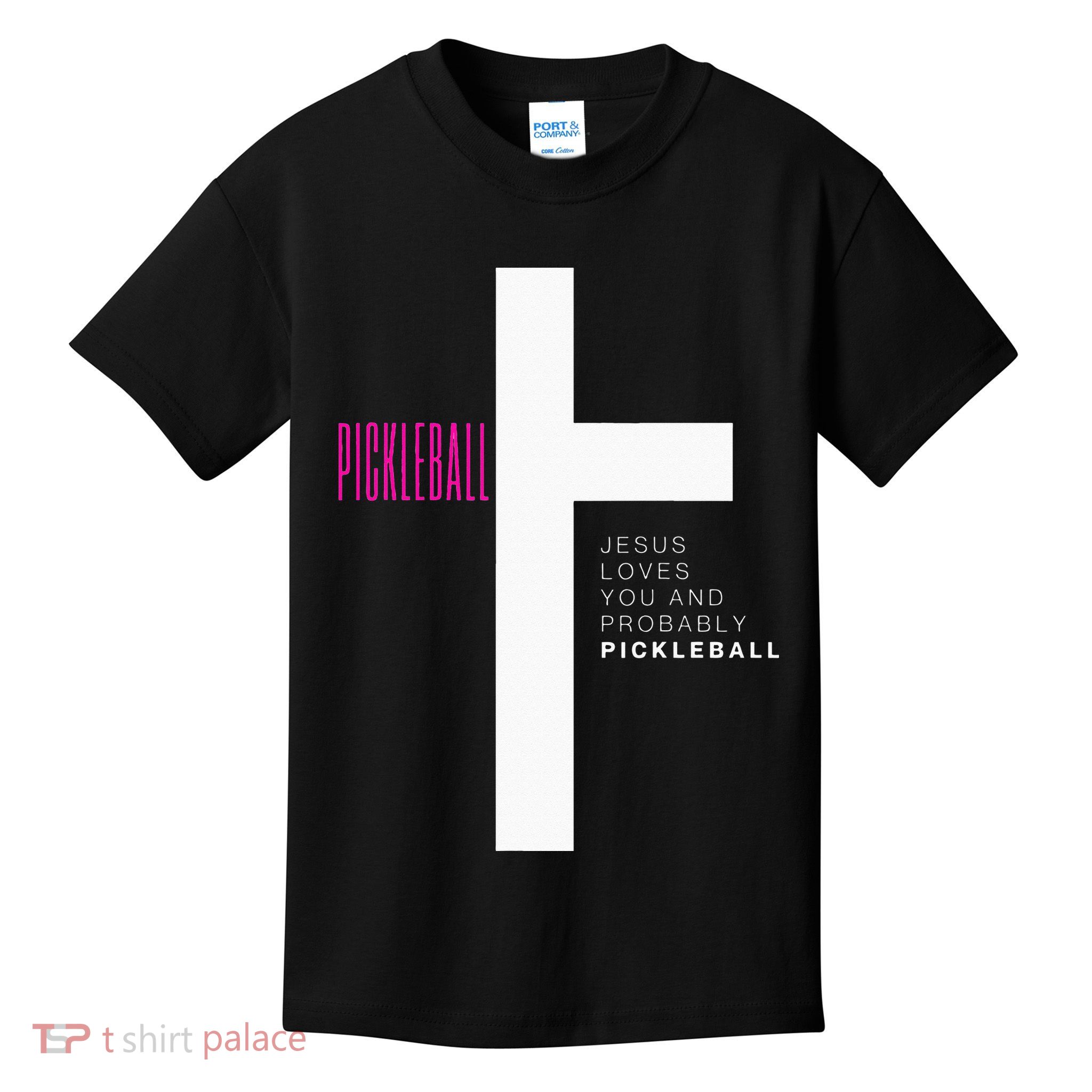 Funny Pickleball Jesus Cross Dink Shot Legend Paddle Pickler Kids T-Shirt