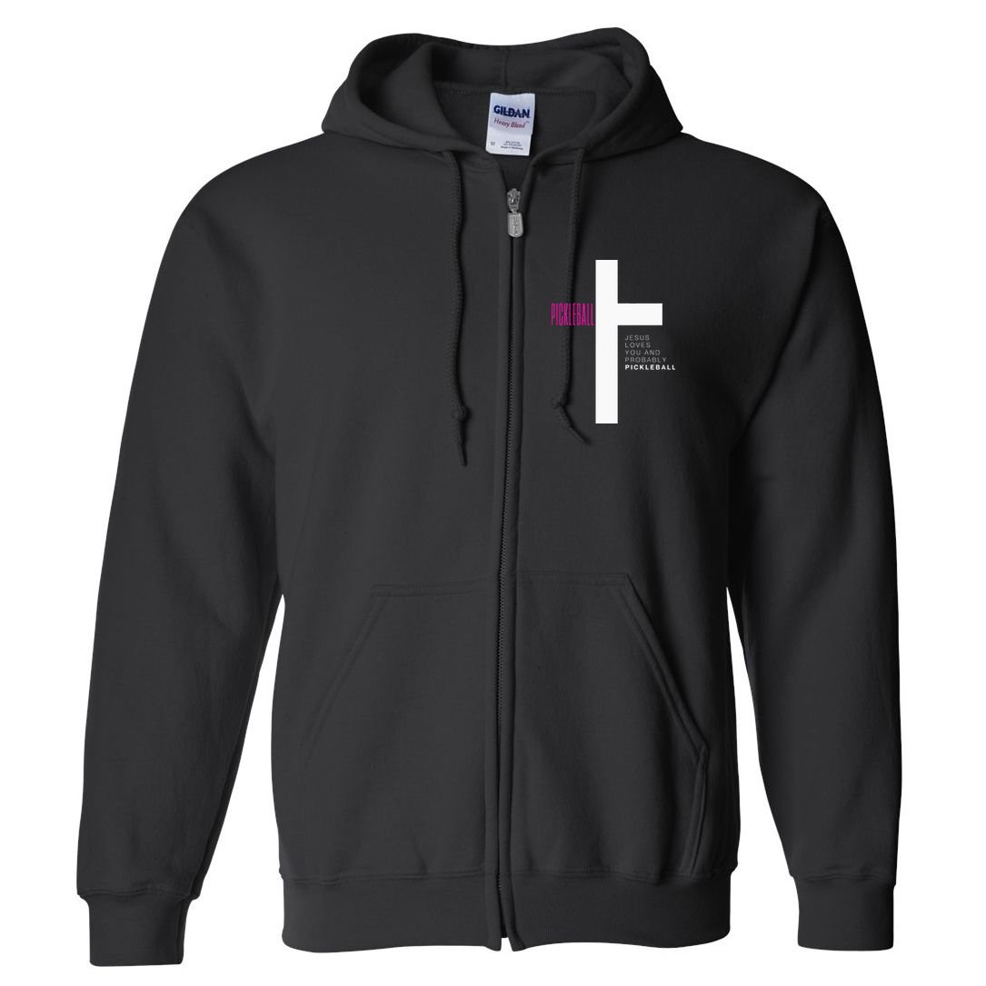 Funny Pickleball Jesus Cross Dink Shot Legend Paddle Pickler Full Zip Hoodie