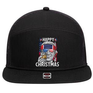 Funny Patriotic Joe Biden Happy Christmas 4th Of July Usa Gift 7 Panel Mesh Trucker Snapback Hat