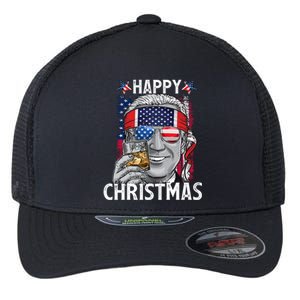 Funny Patriotic Joe Biden Happy Christmas 4th Of July Usa Gift Flexfit Unipanel Trucker Cap