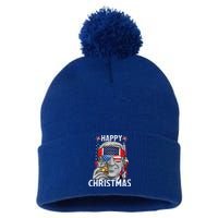 Funny Patriotic Joe Biden Happy Christmas 4th Of July Usa Gift Pom Pom 12in Knit Beanie