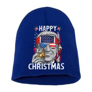 Funny Patriotic Joe Biden Happy Christmas 4th Of July Usa Gift Short Acrylic Beanie