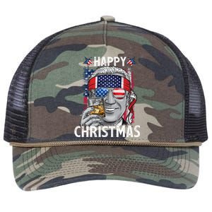 Funny Patriotic Joe Biden Happy Christmas 4th Of July Usa Gift Retro Rope Trucker Hat Cap