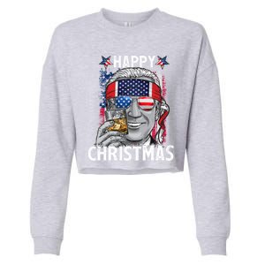 Funny Patriotic Joe Biden Happy Christmas 4th Of July Usa Gift Cropped Pullover Crew