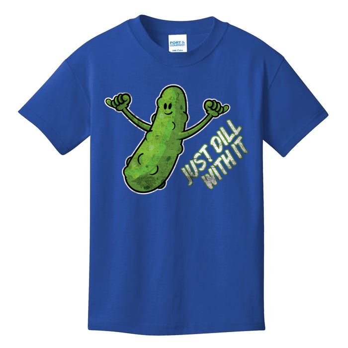 Funny Pickle Just Dill With It Vintage Retro Distressed Gift Kids T-Shirt