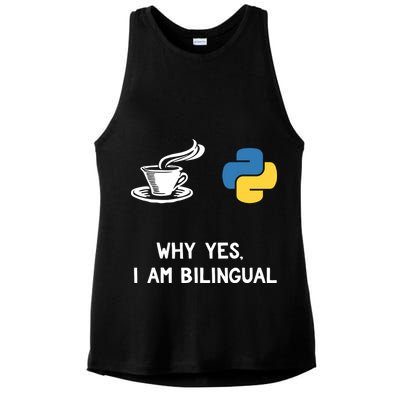 Funny Python Java Programmer Bilingual Coder Gift Tee Ladies PosiCharge Tri-Blend Wicking Tank