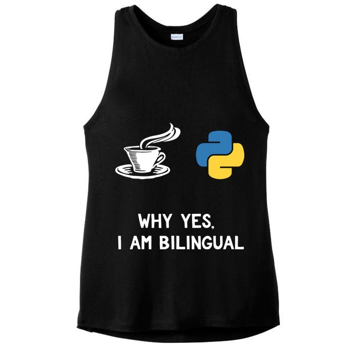 Funny Python Java Programmer Bilingual Coder Gift Tee Ladies PosiCharge Tri-Blend Wicking Tank