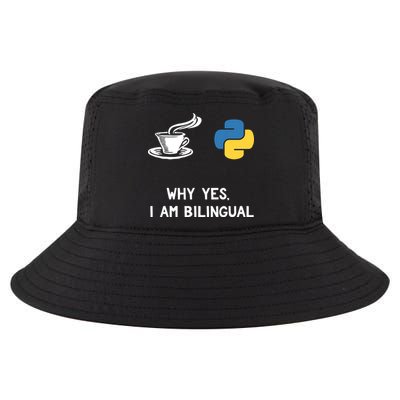 Funny Python Java Programmer Bilingual Coder Gift Tee Cool Comfort Performance Bucket Hat