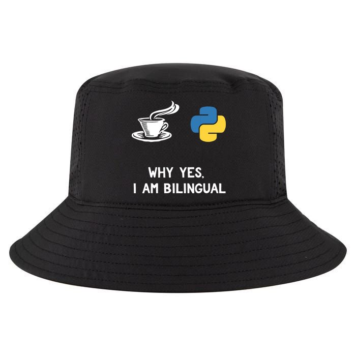 Funny Python Java Programmer Bilingual Coder Gift Tee Cool Comfort Performance Bucket Hat