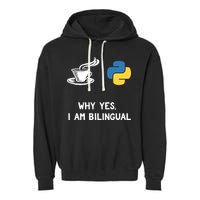 Funny Python Java Programmer Bilingual Coder Gift Tee Garment-Dyed Fleece Hoodie