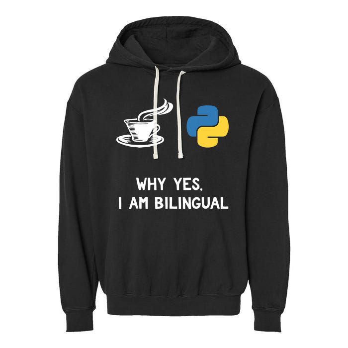 Funny Python Java Programmer Bilingual Coder Gift Tee Garment-Dyed Fleece Hoodie