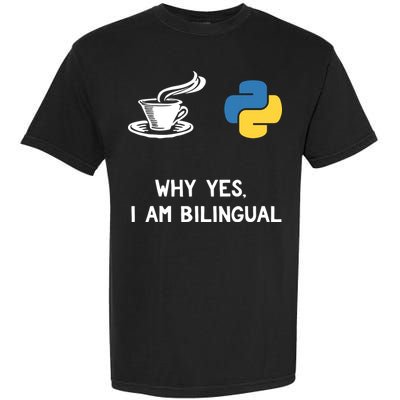 Funny Python Java Programmer Bilingual Coder Gift Tee Garment-Dyed Heavyweight T-Shirt