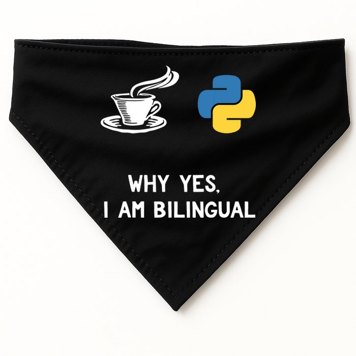 Funny Python Java Programmer Bilingual Coder Gift Tee USA-Made Doggie Bandana