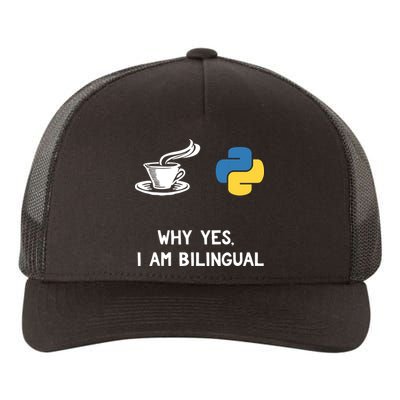 Funny Python Java Programmer Bilingual Coder Gift Tee Yupoong Adult 5-Panel Trucker Hat