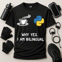 Funny Python Java Programmer Bilingual Coder Gift Tee Performance Shirt