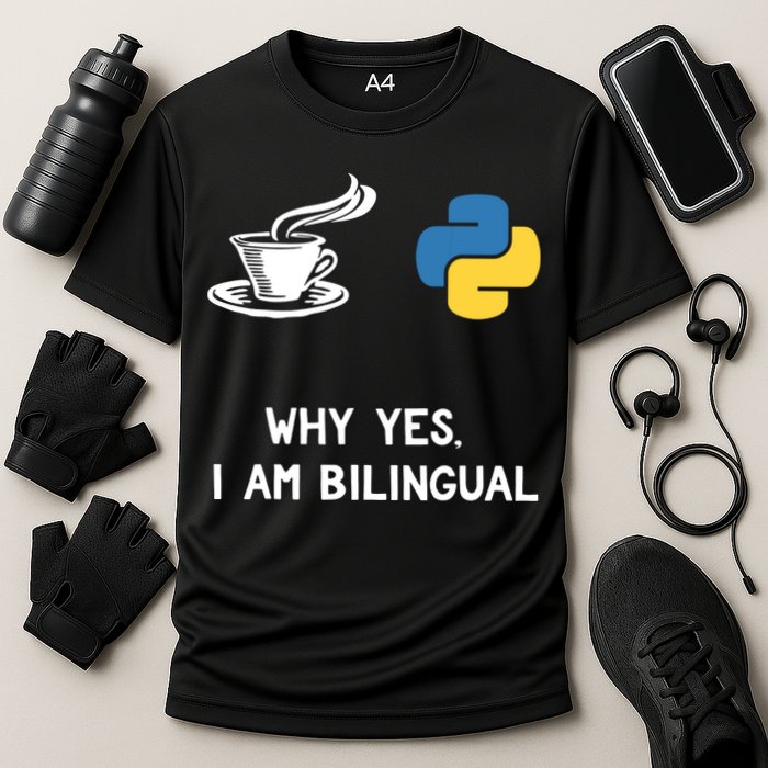 Funny Python Java Programmer Bilingual Coder Gift Tee Performance Shirt