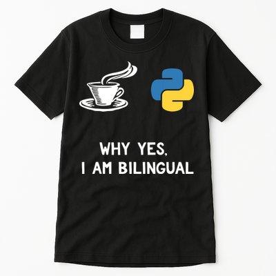 Funny Python Java Programmer Bilingual Coder Gift Tee Tall T-Shirt
