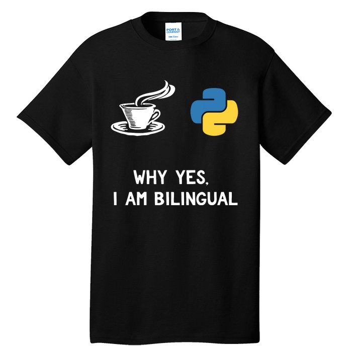 Funny Python Java Programmer Bilingual Coder Gift Tee Tall T-Shirt