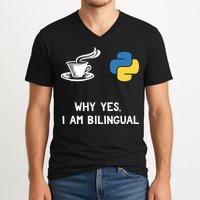 Funny Python Java Programmer Bilingual Coder Gift Tee V-Neck T-Shirt