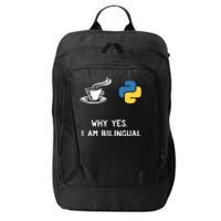 Funny Python Java Programmer Bilingual Coder Gift Tee City Backpack