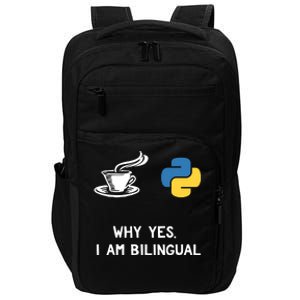 Funny Python Java Programmer Bilingual Coder Gift Tee Impact Tech Backpack