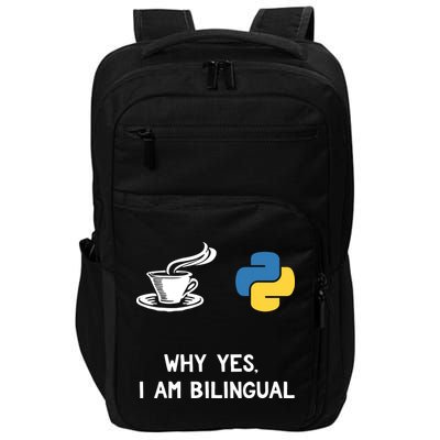 Funny Python Java Programmer Bilingual Coder Gift Tee Impact Tech Backpack