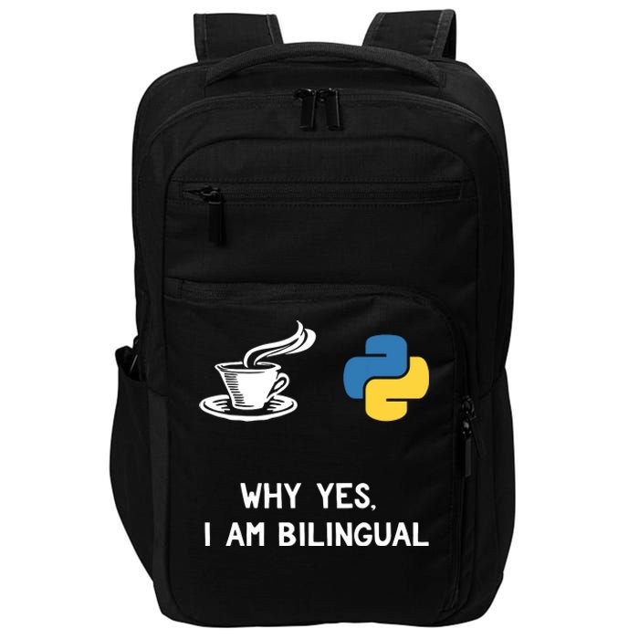 Funny Python Java Programmer Bilingual Coder Gift Tee Impact Tech Backpack