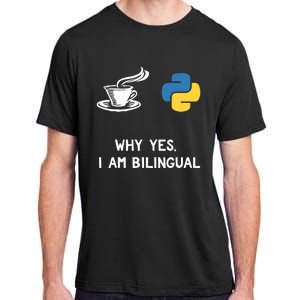 Funny Python Java Programmer Bilingual Coder Gift Tee Adult ChromaSoft Performance T-Shirt