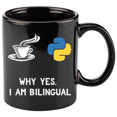 Funny Python Java Programmer Bilingual Coder Gift Tee 11oz C Handle Ceramic Mug
