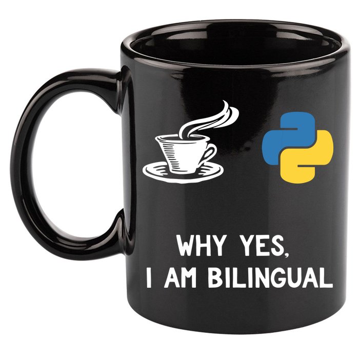 Funny Python Java Programmer Bilingual Coder Gift Tee 11oz C Handle Ceramic Mug