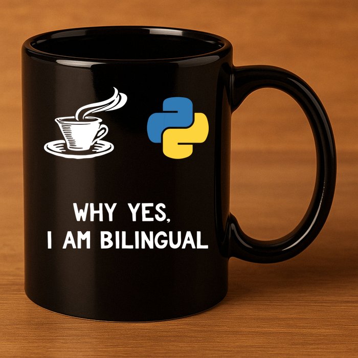 Funny Python Java Programmer Bilingual Coder Gift Tee 11oz C Handle Ceramic Mug