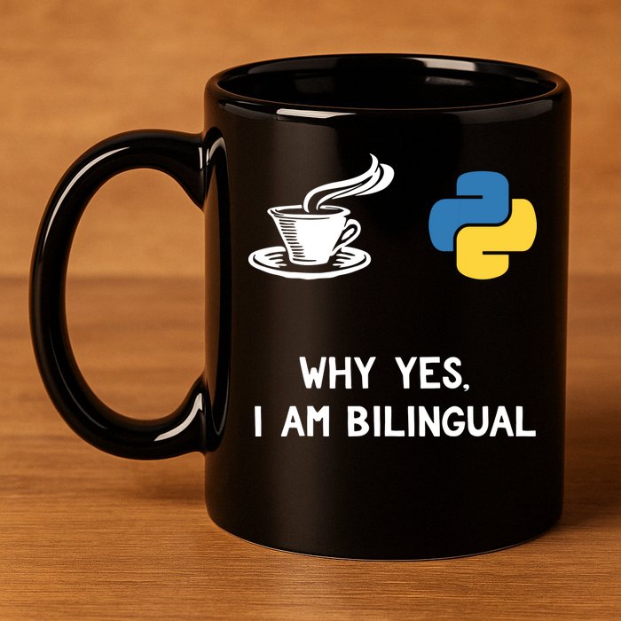 Funny Python Java Programmer Bilingual Coder Gift Tee 11oz C Handle Ceramic Mug